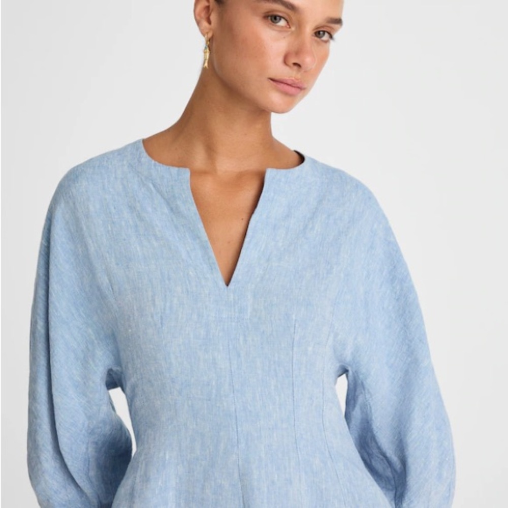 Madewell Light Blue Linen Dress - Picture 5 of 5